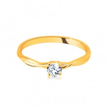 Inel de logodnă din aur galben de 9 K - zirconiu transparent în inel