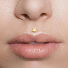 Piercing din aur galben de 14K pentru tragus, nas, buză - stea mică, Bioflex transparent