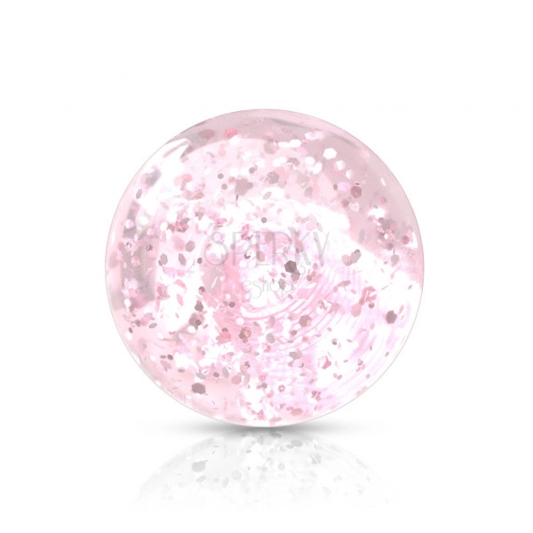 Bile piercing din plastic transparent cu paiete roz, 5 mm, set 10 buc