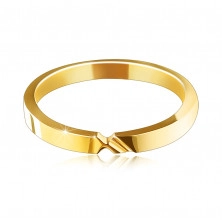 Inel de aur de 9K - două crestături și brațe netede