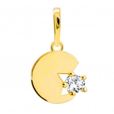Pandantiv din aur galben, de 9K - cerc plat, incomplet, cu decupaj stea și zircon rotund