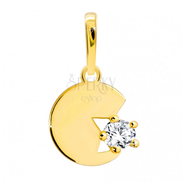 Pandantiv din aur galben, de 9K - cerc plat, incomplet, cu decupaj stea și zircon rotund