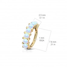 Piercing din oțel 316L pentru nas, ureche sau sprâncene – inel cu opal sintetic, 1 mm, PVD, diverse culori