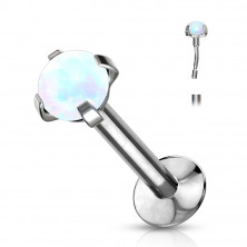 Piercing pentru buză, bărbie sau ureche, din oțel 316L – opal sintetic, 6 mm