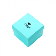 Cutie cadou pentru bijuterii model diamante - design turcoaz cu logo, fundă neagră, pătrată