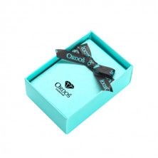 Cutie cadou pentru bijuterii model diamante - design turcoaz cu logo fundă neagră, dreptunghi