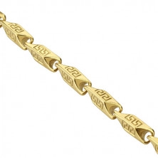 Colier din oțel inoxidabil auriu - legături pătrate teșite cu model grecesc