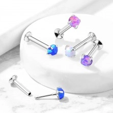 Piercing pentru buză, bărbie sau ureche, din oțel 316L – opal sintetic, 8 mm