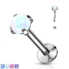 Piercing pentru buză, bărbie sau ureche, din oțel 316L – opal sintetic, 8 mm