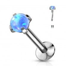 Piercing pentru buză, bărbie sau ureche, din oțel 316L – opal sintetic, 8 mm