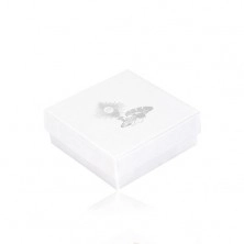 Cutie de bijuterii alb sidefat - model Prima Împărtășanie de culoare argintie