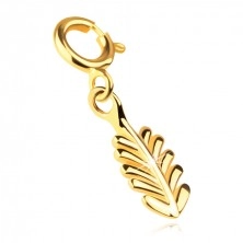 Pandantiv din aur 585 pentru brățară – o frunză cu crestături, inel cu arc 
