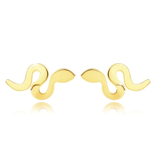 Cercei din aur galben 585 – motiv  șarpe ondulat, știfturi