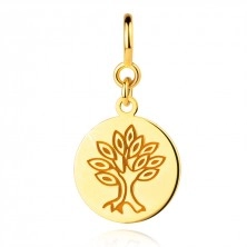 Pandantiv detașabil din aur 585 pentru o brățară – un cerc cu un copac gravat