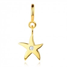 Pandantiv pentru brățară din aur de 9K – o stea de mare cu zircon transparent, un inel cu arc 