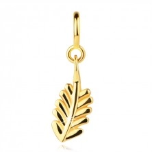 Pandantiv din aur 375 pentru brățară – o frunză cu crestături, inel cu arc