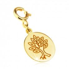Pandantiv detașabil din aur 375 pentru o brățară – un cerc cu un copac gravat