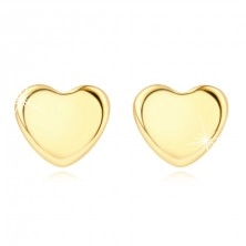 Cercei din aur galben de 14K – o inimă simetrică, știfturi
