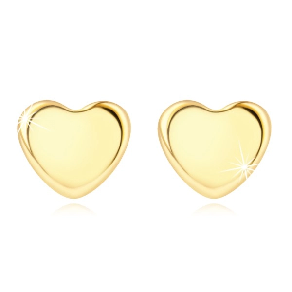 Cercei din aur galben de 14K – o inimă simetrică, știfturi