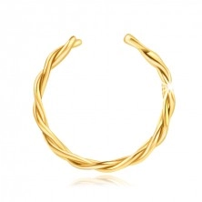 Piercing din aur galben 585 – inel dublu pentru ureche cu model frânghie împletită