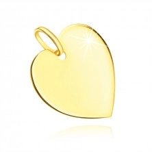 Pandantiv din aur galben 375 – o inimă plată, lucioasă ca oglinda