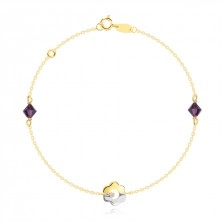 Brățară din aur combinat de 14K – o floare, cristale Swarovski violet