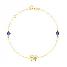 Brățară combinată din aur 585 – fluture bicolor, cristale Swarovski violet