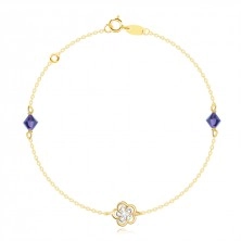 Brățară din aur 585 combinat – o floare în două tonuri, cristale Swarovski violet