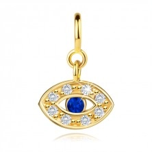 Pandantiv detașabil din aur de 14K pentru brățară – ochiul lui Fatima cu un zircon albastru, zirconii transparente