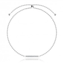 Brățară din argint 925, reglabilă – lanț fin, dreptunghi cu zirconii transparente
