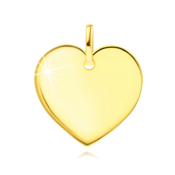 Pandantiv din aur galben 585 – o inimă plată lucioasă ca oglinda
