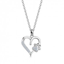 Colier din argint 925 – linia inimii, inimă lăbuță, zirconii rotunde, inel cu arc