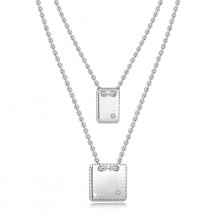 Colier argint 925 – diamante, pătrat plat și dreptunghi