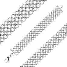 Brățară mai lată din argint 925 – inele împletite în formă de plasă
