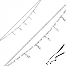 Brățară de gleznă din argint 925 – picături lucioase atârnate, lanț dublu