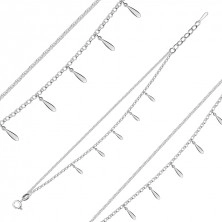 Brățară de gleznă din argint 925 – picături lucioase atârnate, lanț dublu