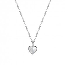 Colier din argint 925 – inimă înaripată, linie de zircon, lanț din zale ovale
