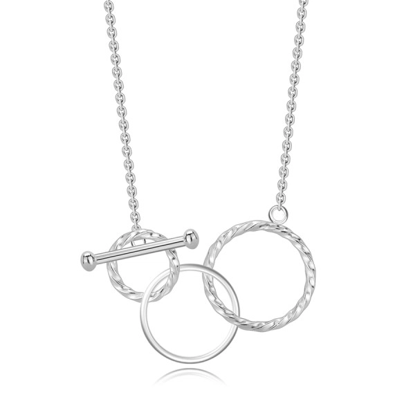 Colier cu clemă din argint 925 – inel neted, cercuri împletite, lanț subțire