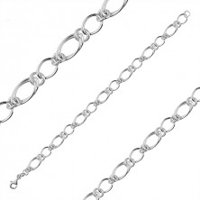 Brățară din argint 925 – zale structurate rotunde și ovale, conectate alternativ