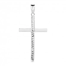 Pandantiv din argint 925 – cruce latină, crestături pe braț, model cu pătrățele