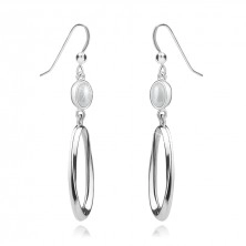 Cercei din argint 925 – perla albă de cultură, oval lucios, cârlig afro
