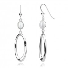 Cercei din argint 925 – perla albă de cultură, oval lucios, cârlig afro
