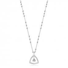 Colier din argint 925 - diamante, triunghiuri cu umerii rotunjiți, mărgele