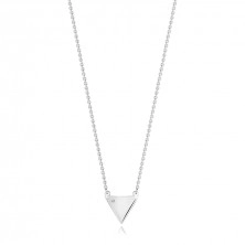 Colier din argint 925 - diamant, triunghi neted, inel cu arc