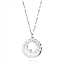 Colier din argint 925 - conturul unui cerc cu o buclă în interior, diamant transparent