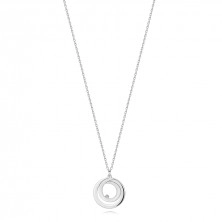 Colier din argint 925 - conturul unui cerc cu o buclă în interior, diamant transparent