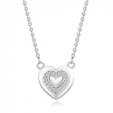 Colier din argint 925 - motiv inimă, linie de diamante transparente