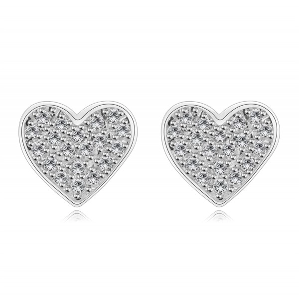 Cercei cu știfturi din argint 925 – inimioare simetrice, zirconii transparente