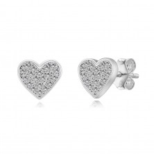 Cercei cu știfturi din argint 925 – inimioare simetrice, zirconii transparente