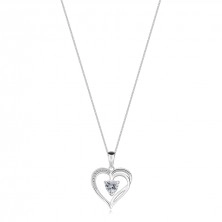 Colier din argint 925 - inimă asimetrică, parte din umăr despicată, inimă zirconiu